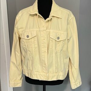 GAP Women's Soft Yellow Relaxed cropped Jean Jacket